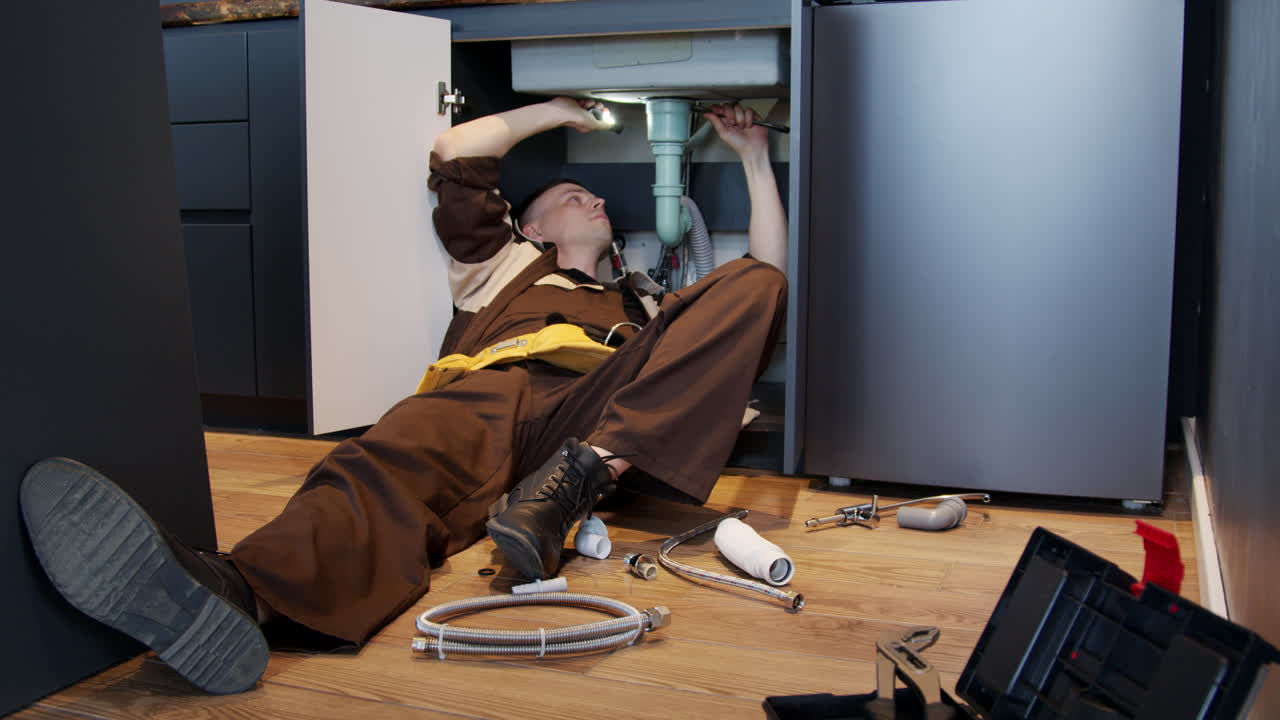 Plumber Repairing Sink