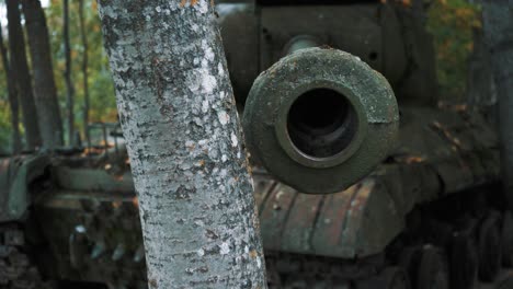 Old-Soviet-Russian-Military-Vehicle,-Destroyed-War-Ukraine-Army-Technical-Tank-Gun-Industrial