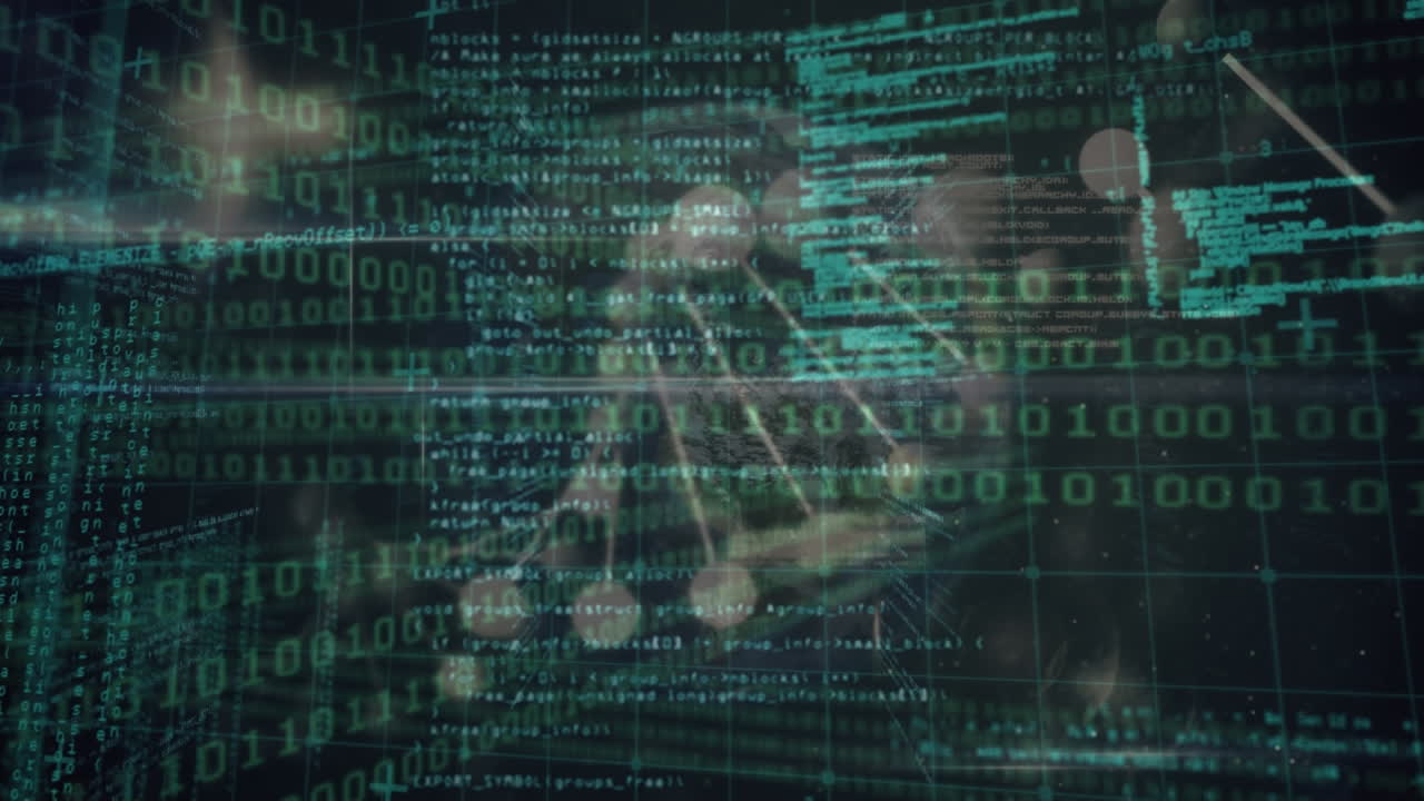 animación de la codificación binaria, procesamiento de datos científicos y hilado de cadenas de adn