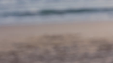 mujer de cerca soplando burbujas flotando en la playa