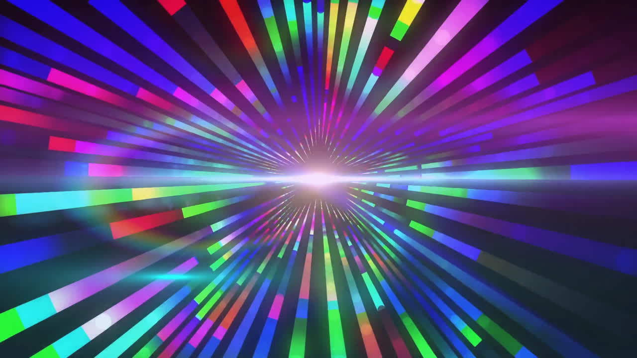 검은색 배경 위에 움직이는 반이는 빛의 흔적의 애니메이션