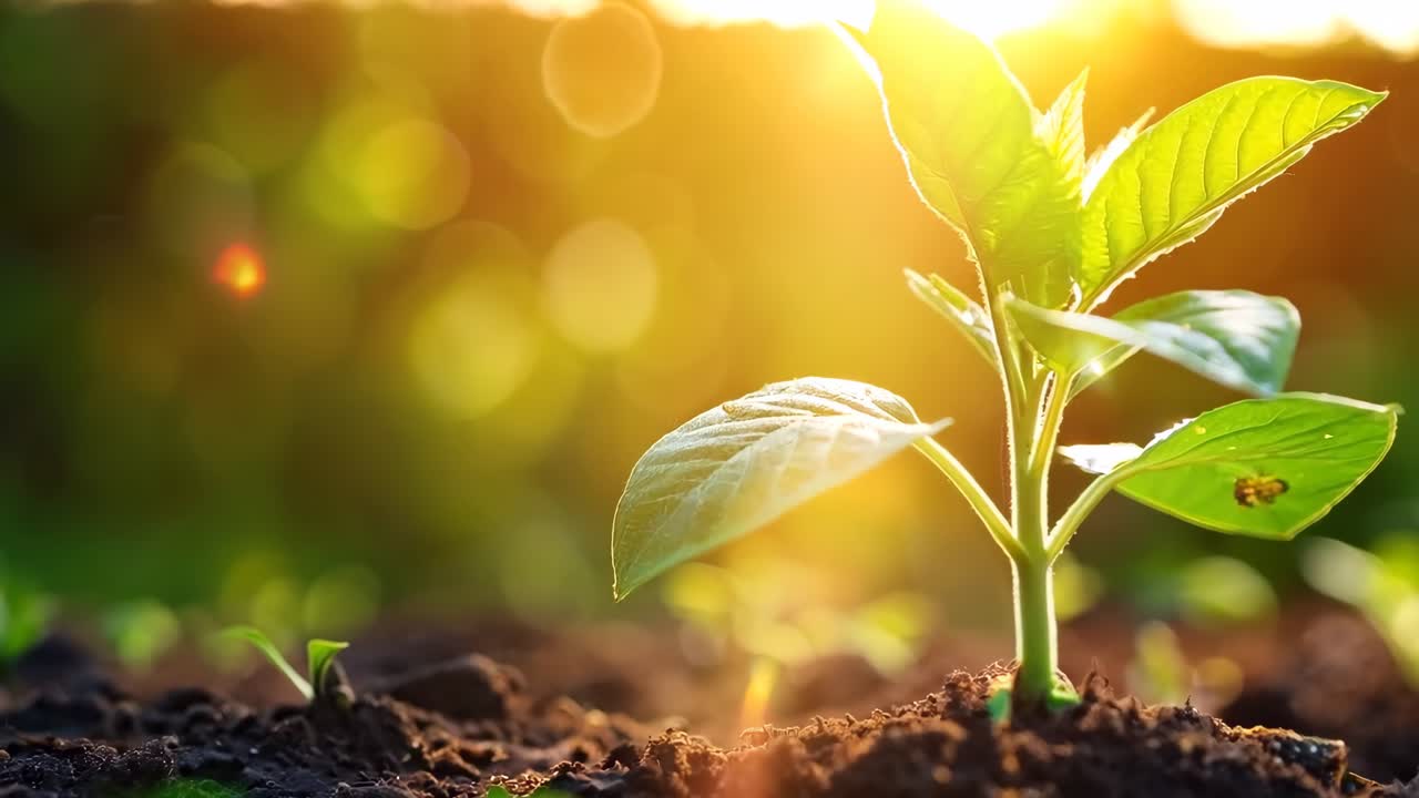A small plant that is growing out of the ground