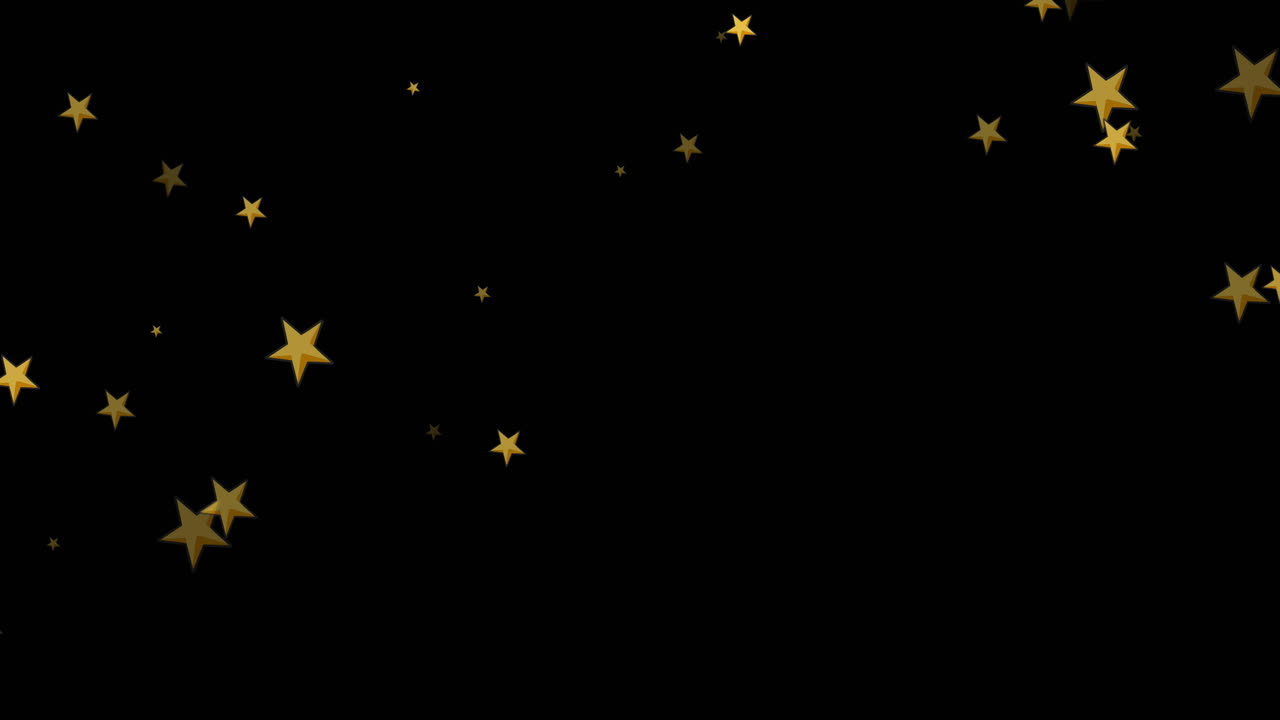 animación de estrellas doradas de navidad cayendo sobre un fondo negro