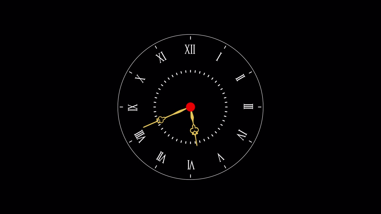 Animated Clock Face Spinning Rapidly on Black Background