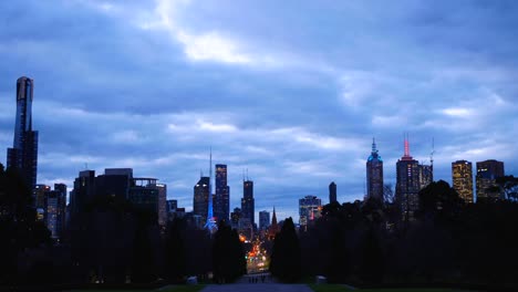 timelapse del horizonte de paranoma de melbourne en la noche timelapse de la noche de la ciudad de melbourne