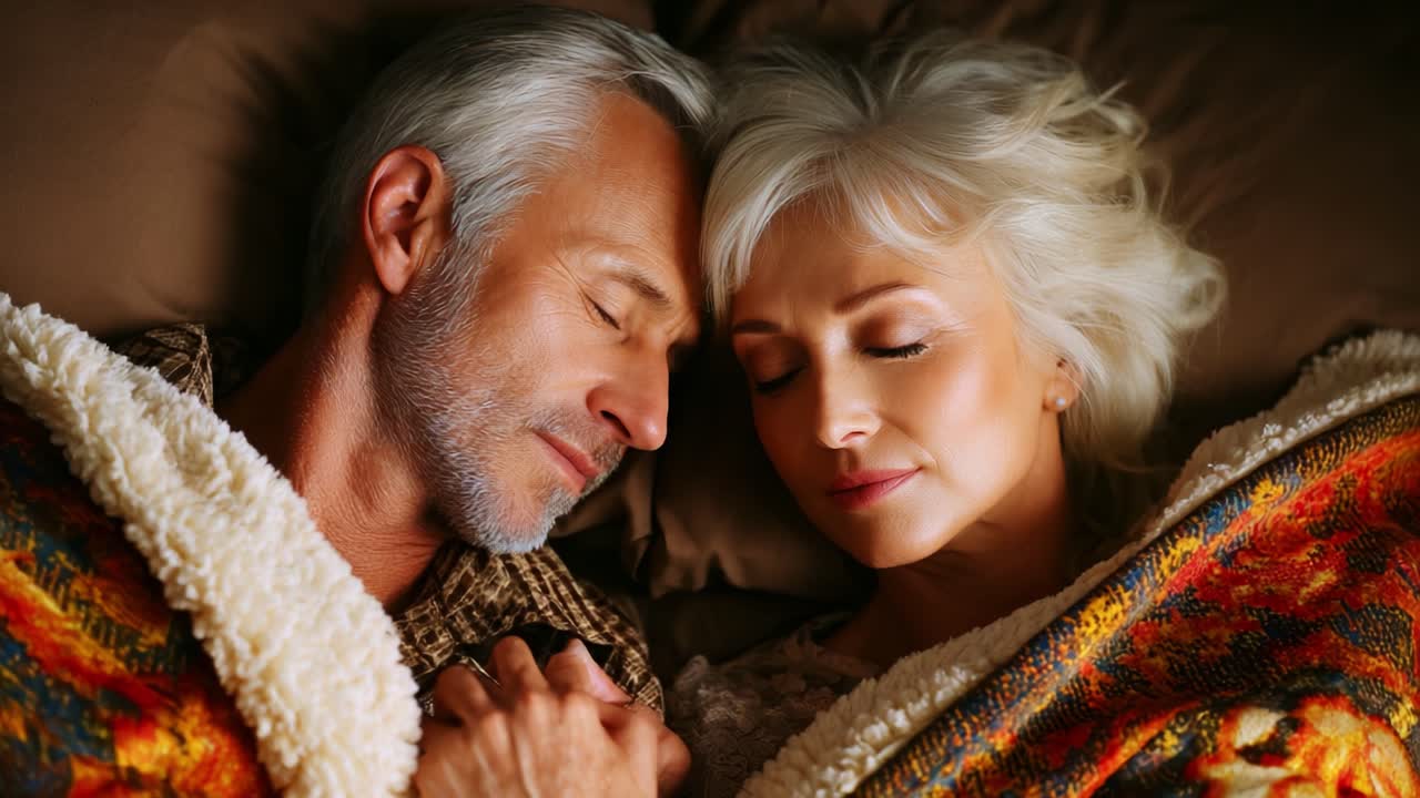 A Heartwarming Scene of Two Seniors Finding Comfort and Serenity in Each Other's Presence, As They Cherish Intimacy While Resting Under a Cozy Blanket, Reflecting Love and Togetherness in Their Golden Years