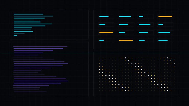 Abstract Digital Data Visualization with Animated Graphs and Patterns