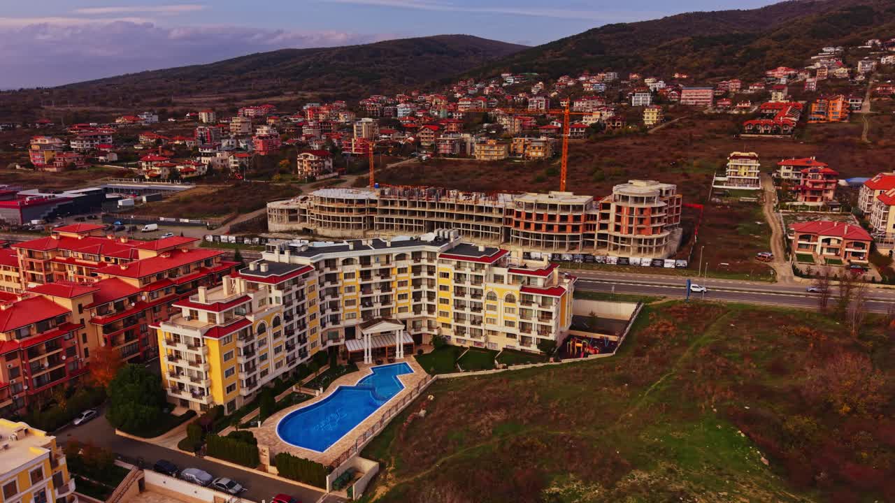 Stunning aerial view of coastal resort in Bulgaria showcases scenic beauty