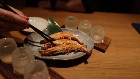 serving and plating a gourmet shrimp dish