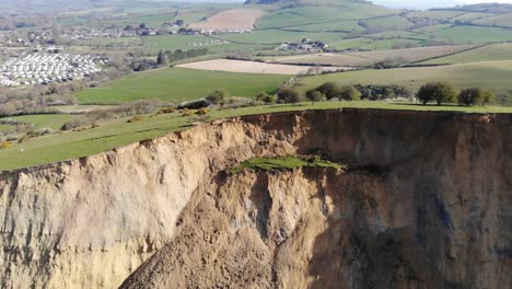 aerial view of massive rockfall debris at seatown in dorset