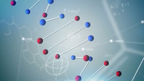 Animation-Des-DNA-Strangs-Und-Der-Medizinischen-Datenverarbeitung-Auf-Blauem-Hintergrund