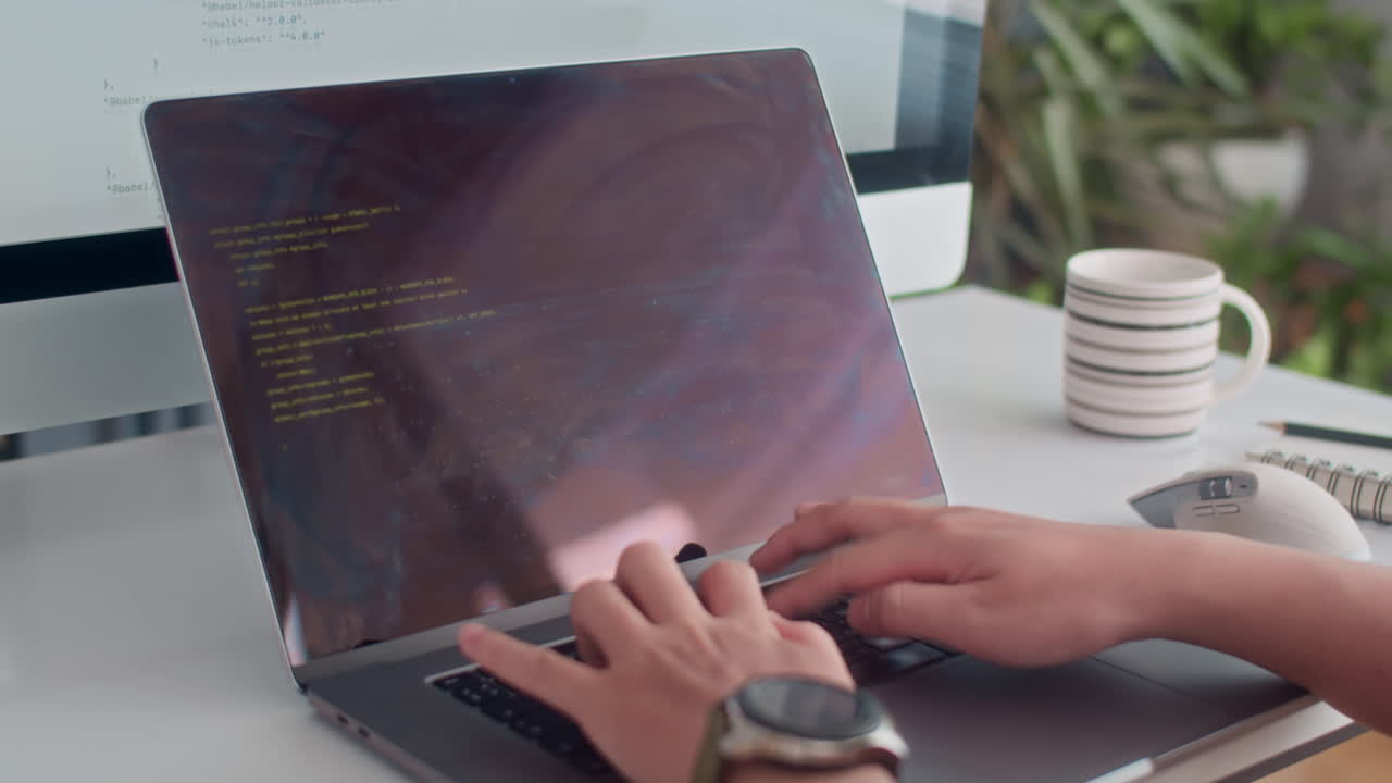 Unrecognizable Programmer Launching Code on Laptop and Computer