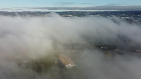 Epic-flight-in-the-clouds,-summer-morning