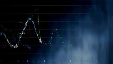 animación del procesamiento de datos financieros en cuadrícula sobre fondo azul