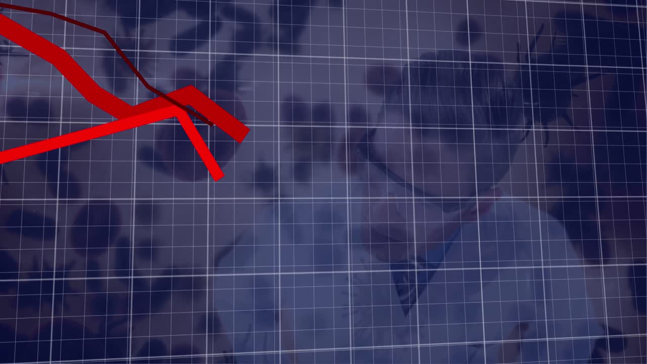 animación del procesamiento de datos sobre el hombre de negocios caucásico