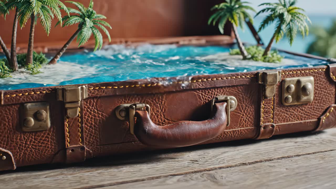 Miniature beach in a suitcase