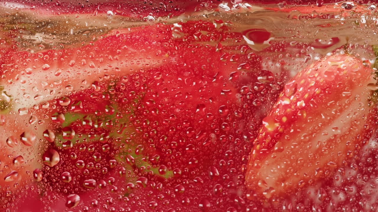 물에 담긴 신선한 딸기