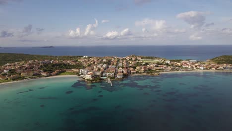 Coastal-Town-of-Golfo-Aranci,-Tourist-City-near-Olbia,-Sardinia,-Italy