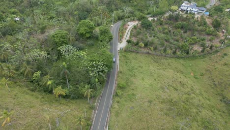 Drone-shot-of-car-driving