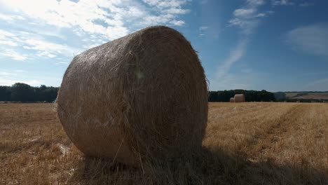 static shot of a hay bail in the