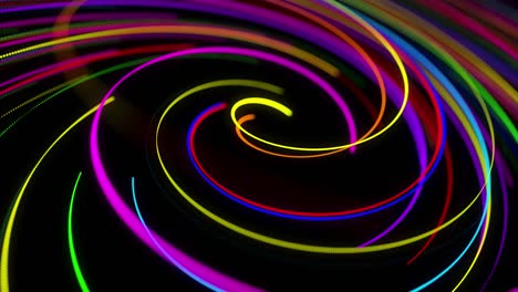 estilo creativo fondo abstracto en 4k. líneas de color girando en espiral volar a lo largo de la ruta giratoria. diseño de movimiento bg de partículas que dan forma a líneas, hélice y estructuras abstractas. render 3d