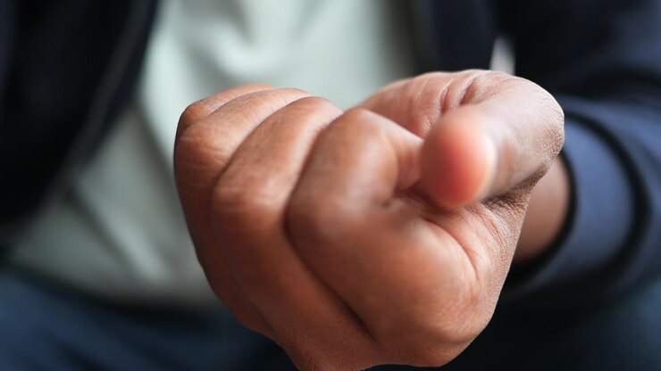 Close-up of a hand pointing