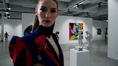 fashion show in an art gallery