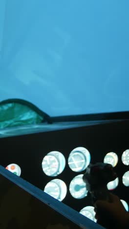 child in a flight simulator