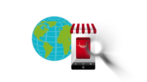 tecnología de comercio electrónico con teléfono inteligente