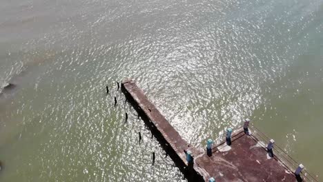 aerial static footage of a small pier