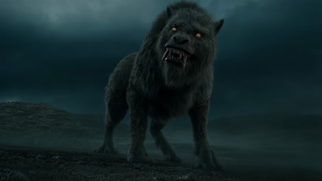 werewolf in a dark landscape