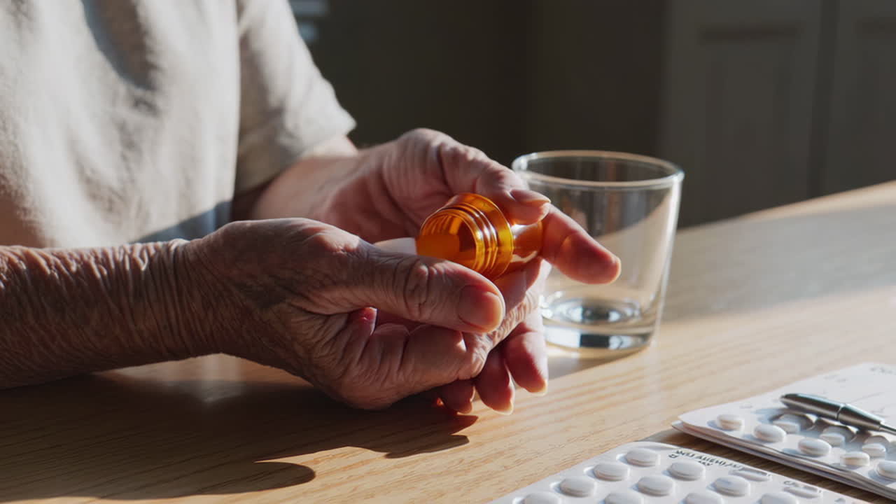 mujer anciana que toma medicamentos