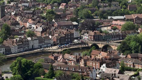 uk town river severn bewdley aerial worcestershire summer slow motion