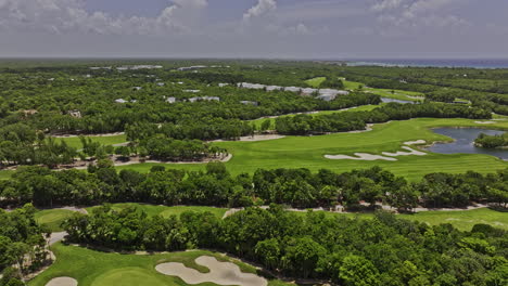 akumal mexico aerial v16 flyover and around riviera maya golf course capturing gran bahia principe luxury complex surrounded by lush jungle and ocean landscape - shot with mavic 3 pro cine - july 2023