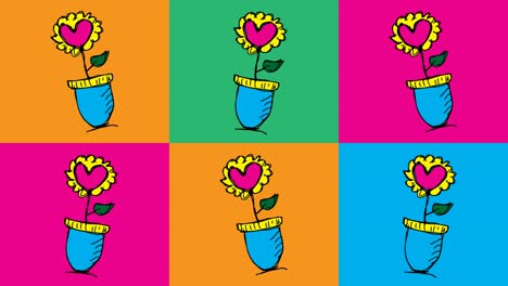 niños dibujando arte pop fondo sin costuras con el tema del amor de la flor