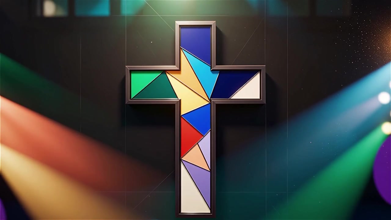 Croce Cristiana Luce Celestiale Sfondo per il Culto.