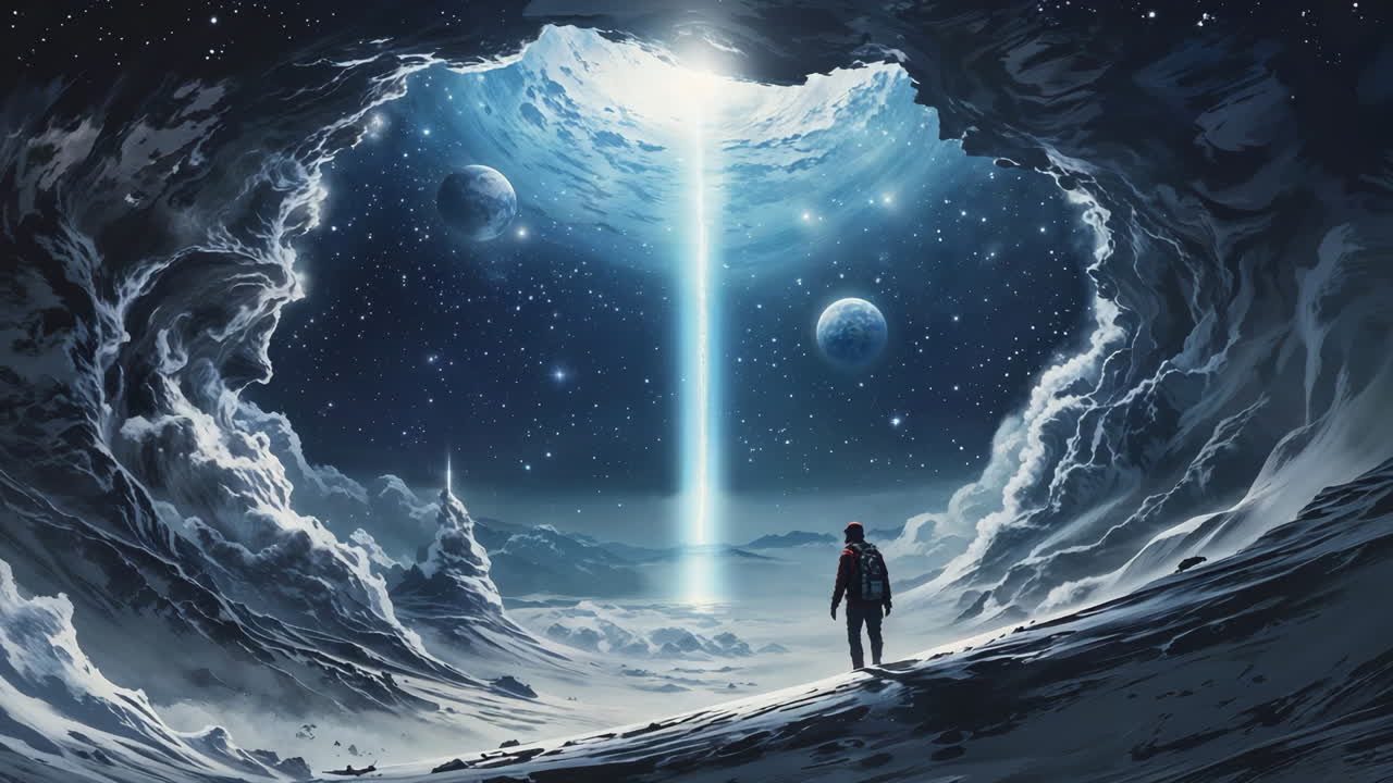 Lone Explorer in a Cosmic Ice Cave