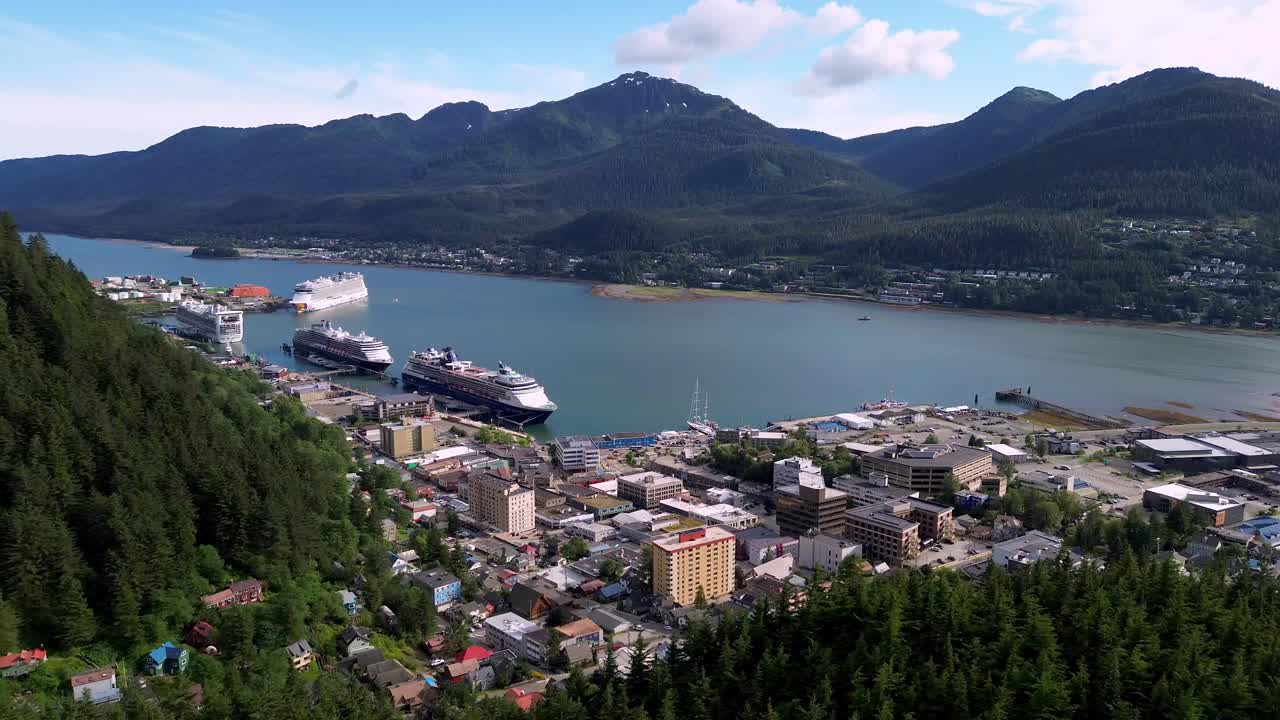 aerial orbit above juneau alaska