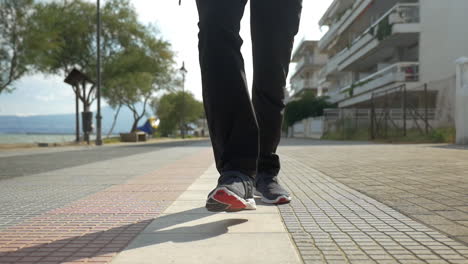 a man starting to run on the seaside