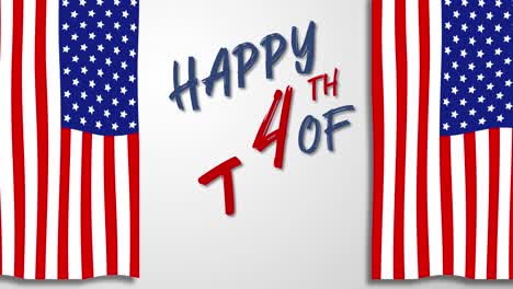 animated american flags and festive 4th of july text.