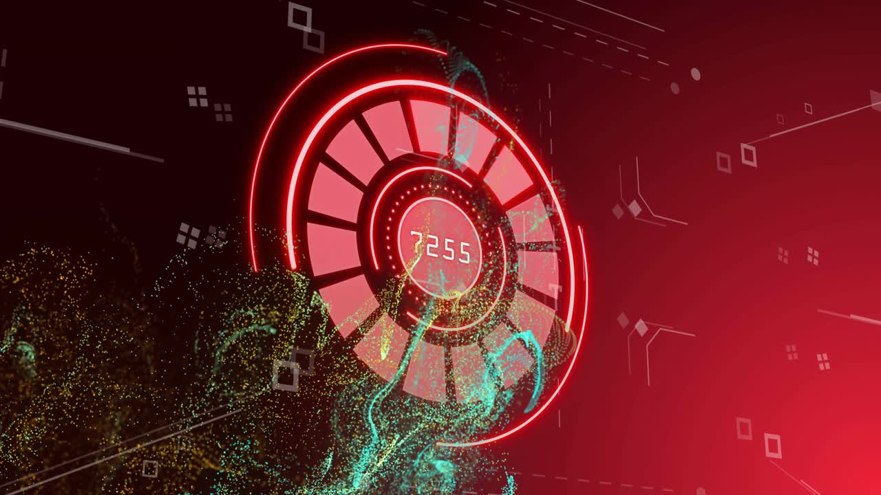 Startup pulse starting circular HUD pulsing rotating, two plumes flowing, counter updating status