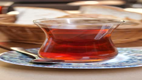 turkish breakfast with tea and bread