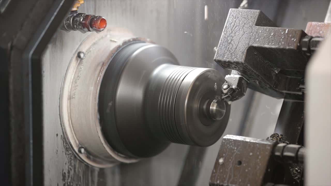 close - up of metal machine in the workshop.