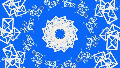 rotating envelopes on background in blue