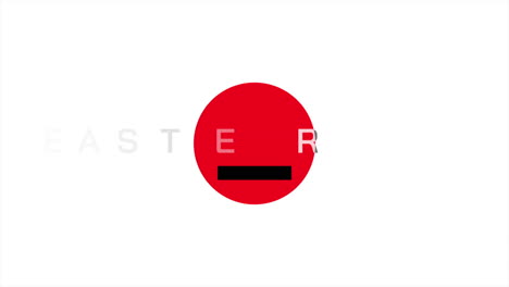 happy easter red circle logo with white text and black outline