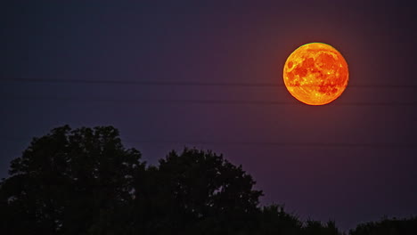 Full-glowing-lunar-moon-flowing-on-night-sky-with-visible-craters,-time-lapse