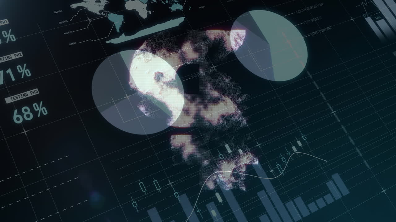 Animation of ruble symbol over data processing
