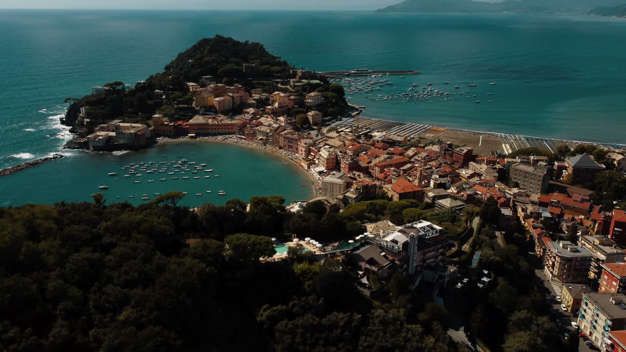 Aerial View of a Coastal Town in Italy
