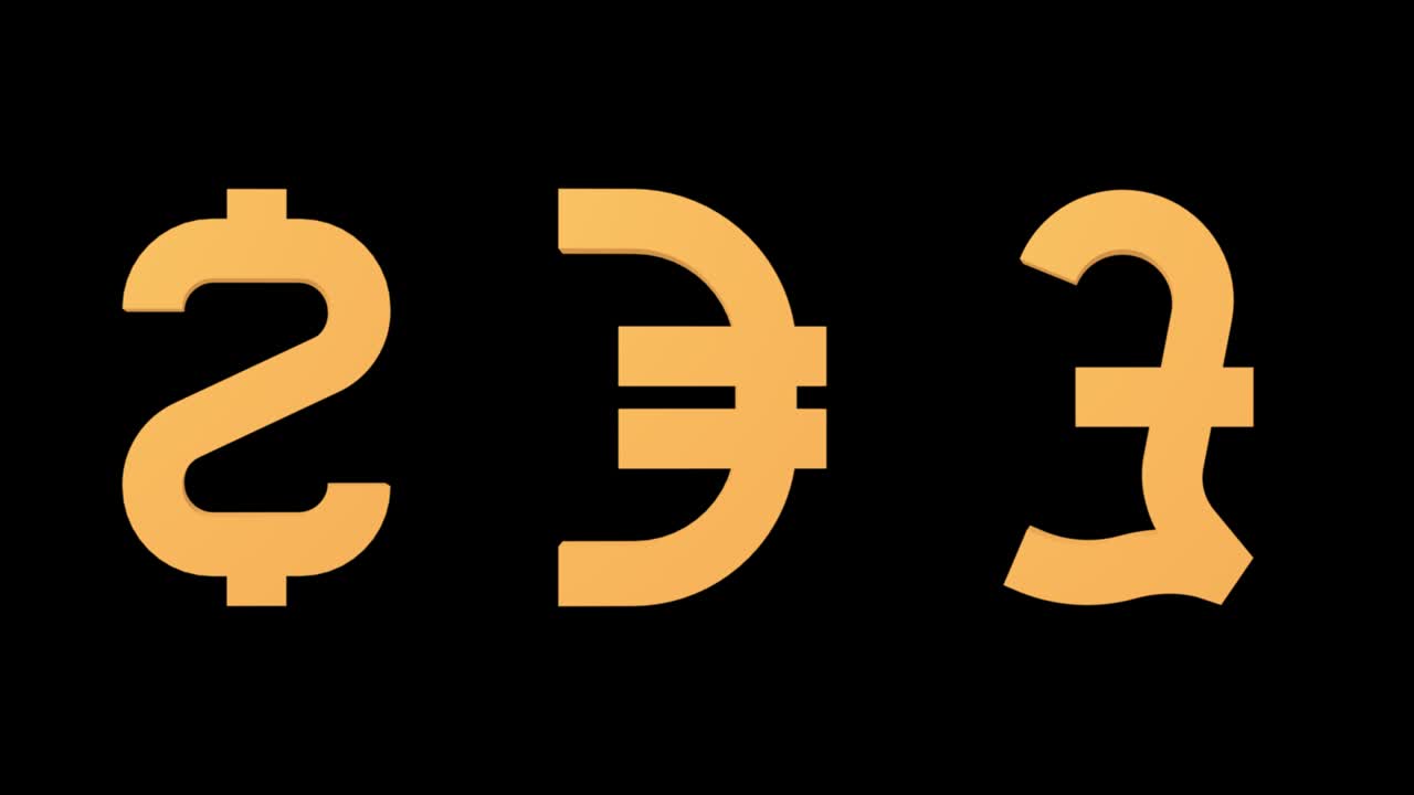 Simboli monetari: dollaro, euro, sterlina. Set di icone. Canale alfa