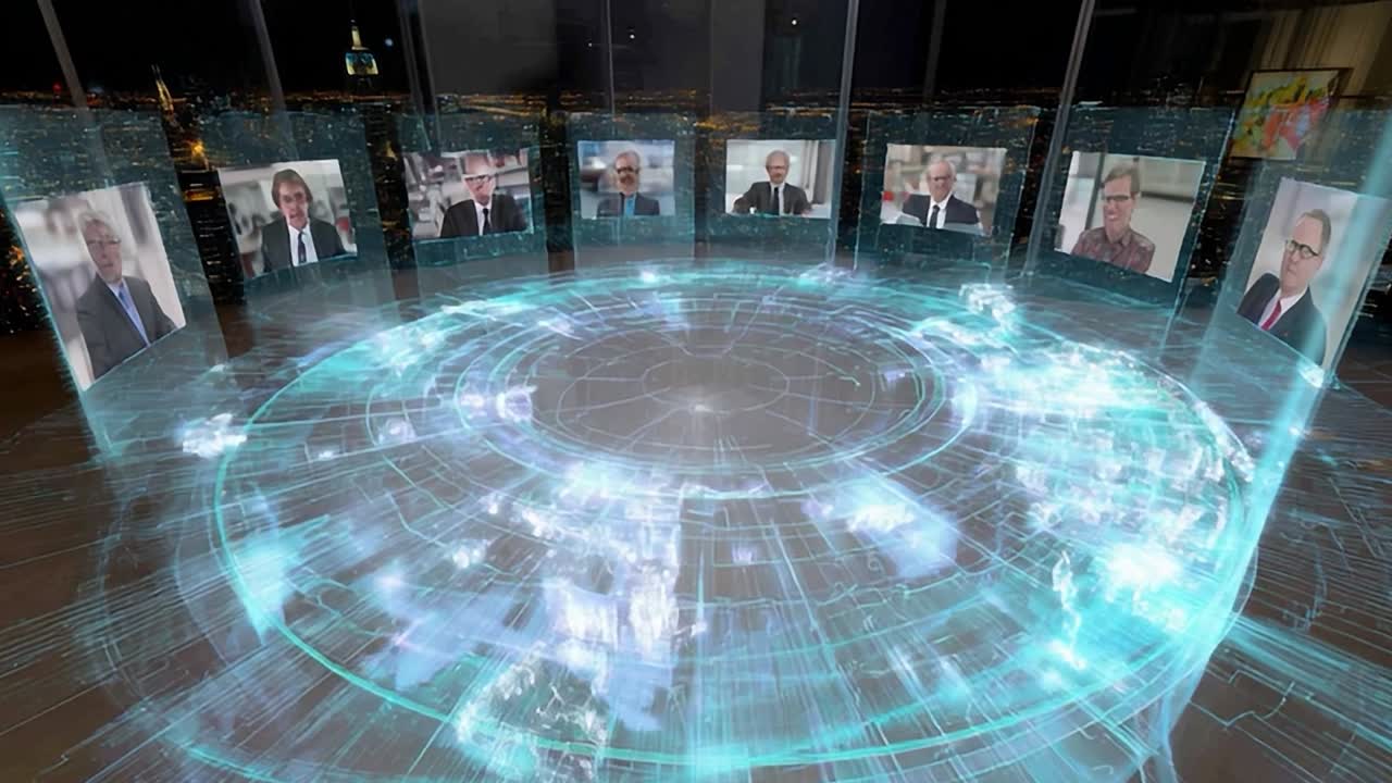 Virtual conference featuring global leaders discussing technology trends